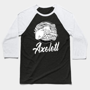 Axolotl - Trendy Line Art Salamander Baseball T-Shirt